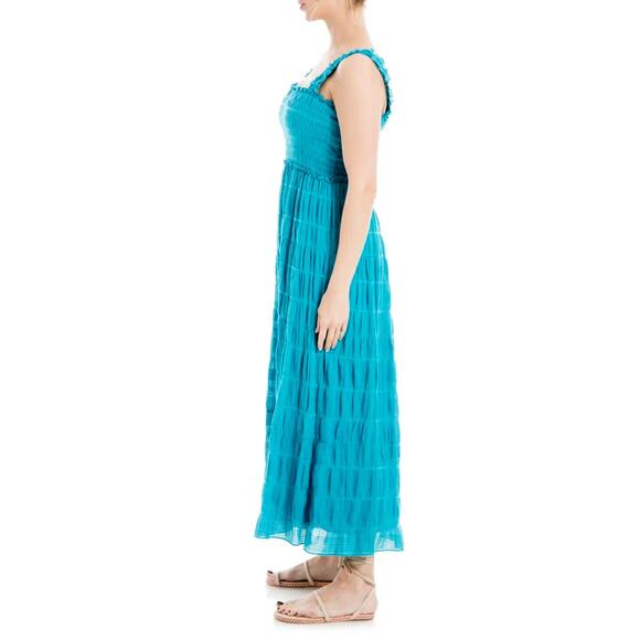 NWT Max Studio Women's Square Neck Smocked Textured Cotton Maxi Dress - Picture 5 of 8